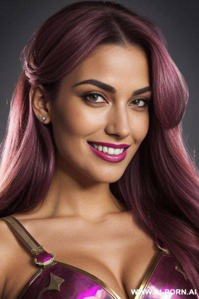 (highest quality) solo, (pretty face) (two-toned hair) ((long hair)) (extremely pretty) ((close-up)) ((wearing velvet-top)) ((she is tanned)) ((graceful lady)) (((she is invoking massive tempest))) - ai-porn.ai on pornsimulated.com