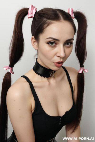 Sexy mother and her unique woman with tails and chokers looking at me with lollipop - ai-porn.ai on pornsimulated.com