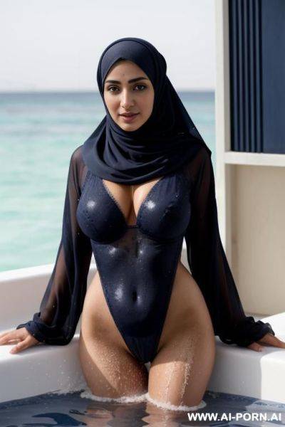 White naked arabic woman with not medium to boobs and not a big ass have cum on her face and very wet - ai-porn.ai on pornsimulated.com