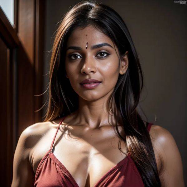 , Indian, brown skin, facial mark,woman,twenties,(RAW photo, best quality, masterpiece:1.1), (realistic, photo-realistic:1.2), ultra-detailed, ultra high res, physically-based rendering,(adult:1.5) - pornmake.ai - India on pornsimulated.com