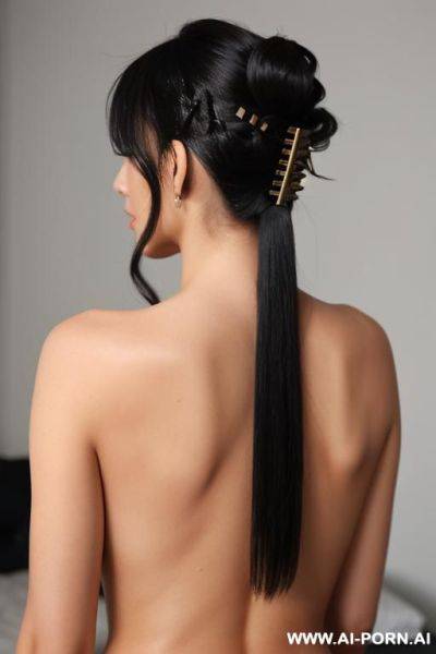 Back of naked woman with clips on hair - ai-porn.ai on pornsimulated.com