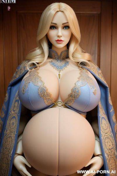 Pregnant beautiful, sexy, women, blonde hair, blue eyes, ♪ intricate detailed clothes, ((massive, huge, gigantic, very large, round) breasts), tan, muscular, abs, goddess physique, traditional musician coat, silicone love doll - ai-porn.ai on pornsimulated.com