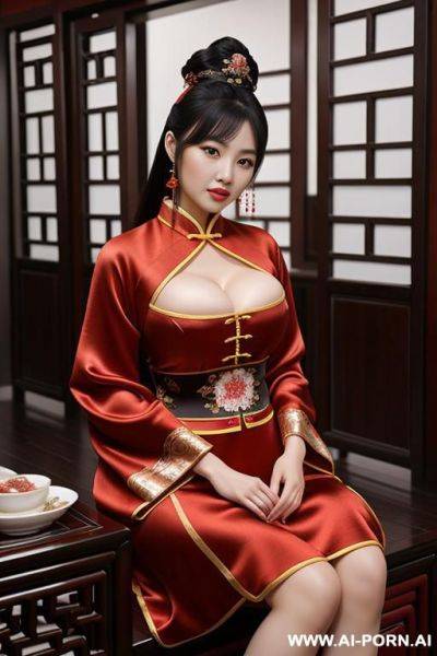 Chinese traditional clog, silk, winter clothes, palace, beautiful face, perfect body, big eyes, big breasts, chinese, detail - ai-porn.ai - China on pornsimulated.com