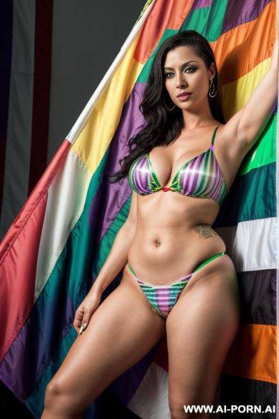 Lesbians, (((pride flag))) in background - ai-porn.ai on pornsimulated.com