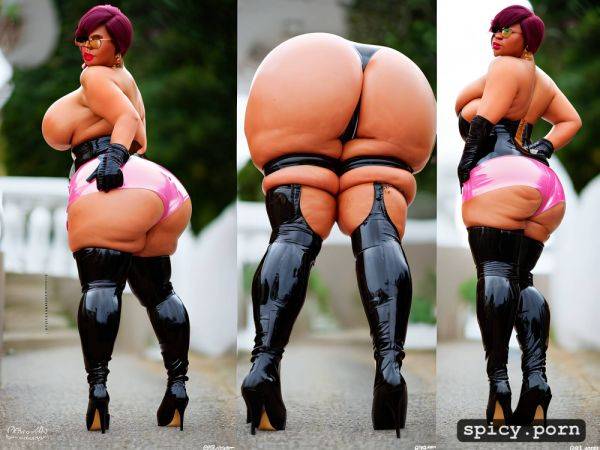 High quality, chubby, pink latex panties, huge fat ass, shiny oiled ass - spicy.porn on pornsimulated.com