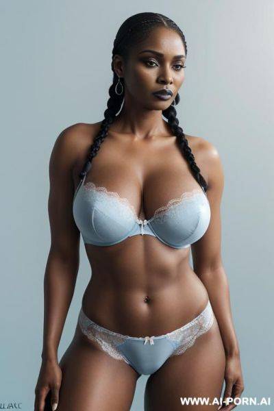 ((sexy, hot, attractive ebony, african)) ((realistic milf, mature woman, gothic woman)) ((sexy standing position, direct eye contact, black lipstick, white hair, white long hair, braided hair)) (wide - ai-porn.ai on pornsimulated.com