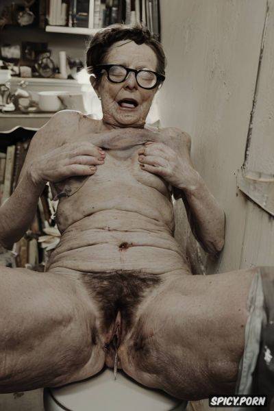 Wrinkly 80yo brunette granny with glasses gets hairy pussy fucked - spicy.porn on pornsimulated.com