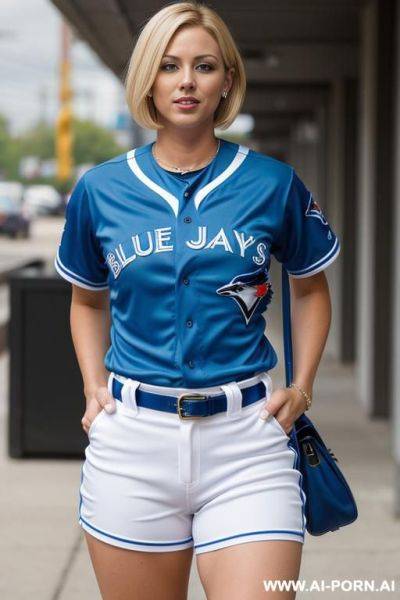 Blue jays uniform city connect mlb blonde jerking a cock short hair thick - ai-porn.ai on pornsimulated.com