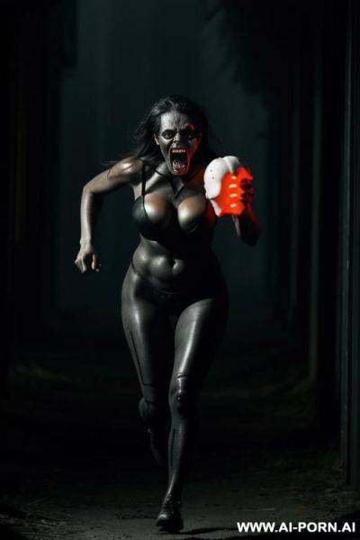 (running in the dark) (eerie screaming) (violent screaming) (full frontal body view) (scary face) ( figure) - ai-porn.ai on pornsimulated.com