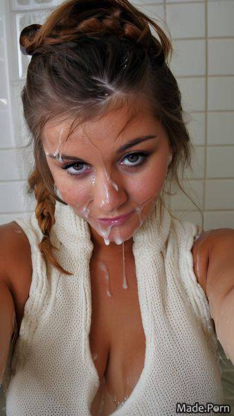 Facial selfie bukkake long hair close up braided hair sweater AI porn - made.porn on pornsimulated.com