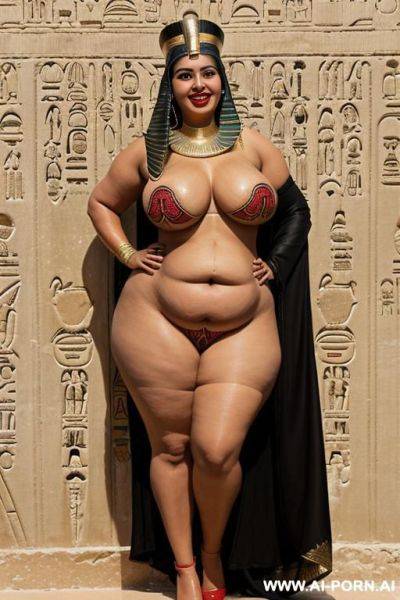 ((egyptian)), ((full body image of a chubby milf woman)), (smiling), (black hair), (red lipstick), ((egyptian outfit)), ((standing up straight)). - ai-porn.ai - Egypt on pornsimulated.com