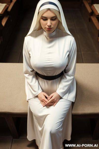 Lewd nun, face covered in cum, closed eyes, ruined mascarra - ai-porn.ai on pornsimulated.com