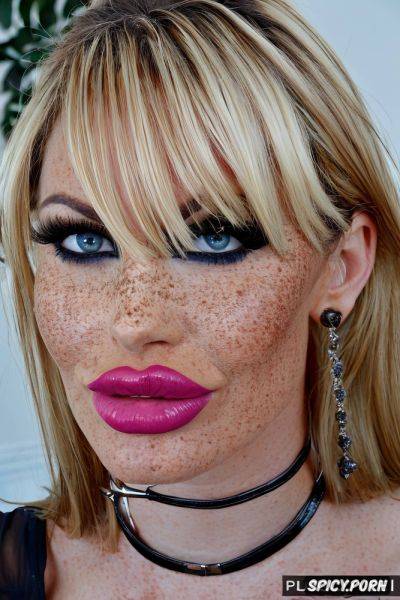 Hyper glossy mirrored lip, freckles, botox lips, cute face, huge pumped up balloon lips - spicy.porn on pornsimulated.com