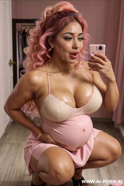 Bimbo sunglasses oil booty jeans high heels pink lipgloss bun hair booty muscular body latina street hooker sucking fat white cock, have dollar bills in the hand tanned skin pink lips - ai-porn.ai on pornsimulated.com