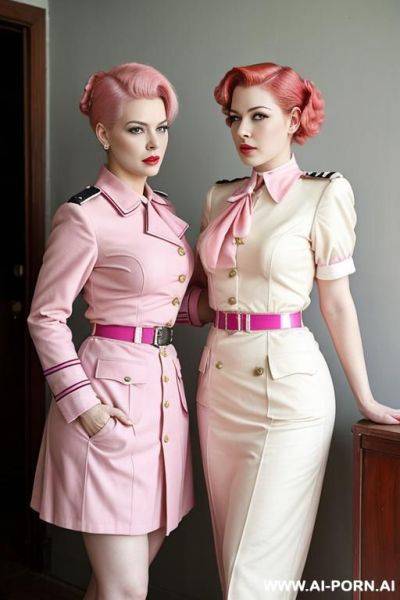 Women with pink hair and tails looking helpless vintage uniform - ai-porn.ai on pornsimulated.com