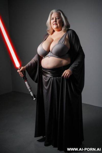 Jedi, holding a gray lightsaber - ai-porn.ai on pornsimulated.com