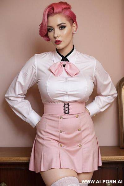 Women with pink hair and tails vintage uniforms with big tits skirt - ai-porn.ai on pornsimulated.com