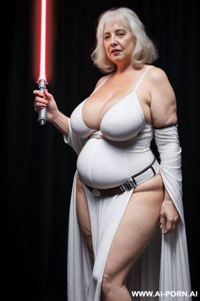 Jedi, holding a white lightsaber - ai-porn.ai on pornsimulated.com