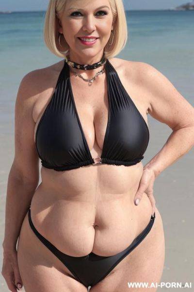 Chubby blonde mature, chubby (((aged blond mature))), ((granny aged belly mature woman)), flabby milf, cougar woman, old grandmom, granny flabby woman, very light pink lipstick, mom, (((long bobcut - ai-porn.ai on pornsimulated.com