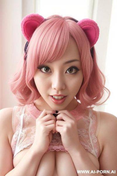 Cute japanese woman, flashing boobs, kawaii outfit, 1, colored hair, - ai-porn.ai - Japan on pornsimulated.com