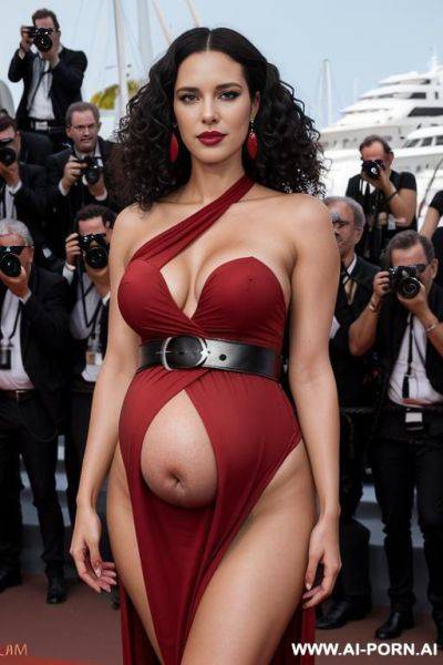 Red heels nipple piercings pregnant black shoulder length curls black curls, - ai-porn.ai on pornsimulated.com