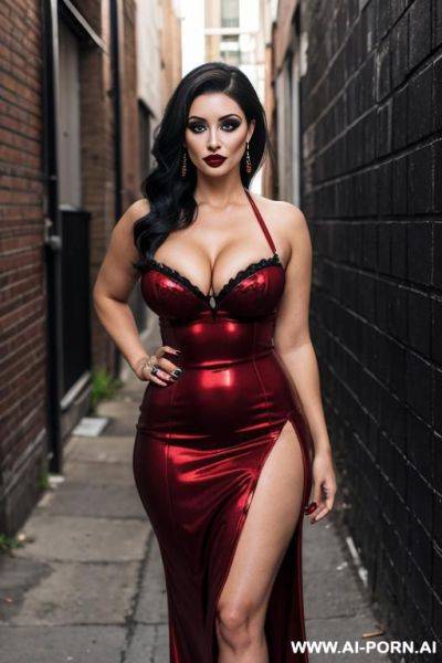 Milf, heavy makeup, hooker dress, alleyway - ai-porn.ai on pornsimulated.com