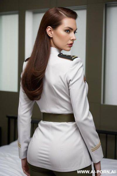 (slicked back hair); (military uniform). (perky medium sized tits), (place: state-of-the-art hospital) - ai-porn.ai on pornsimulated.com