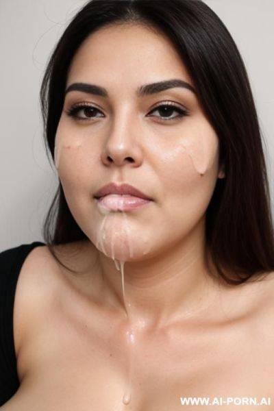 Chubby woman with a lot pf realistic cum on her face - ai-porn.ai on pornsimulated.com