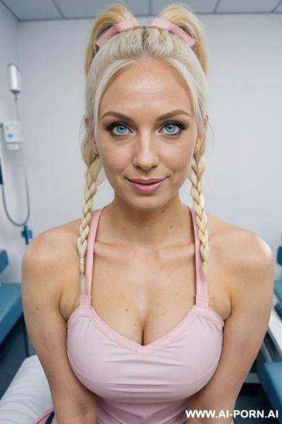 (pink medical scrubs);(place: state of the art hospital);( medium-sized, firm tits); (blight blue eyes) - ai-porn.ai on pornsimulated.com