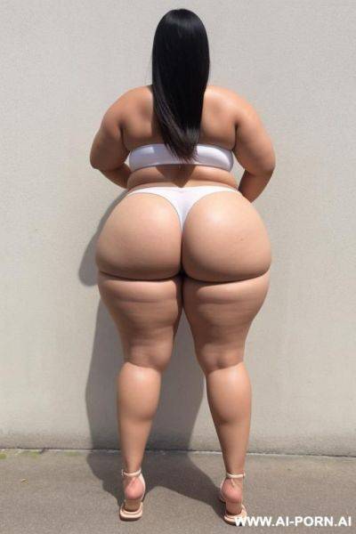 White bbw big ass, standing up, back view, full body, wearing only flip-flops - ai-porn.ai on pornsimulated.com