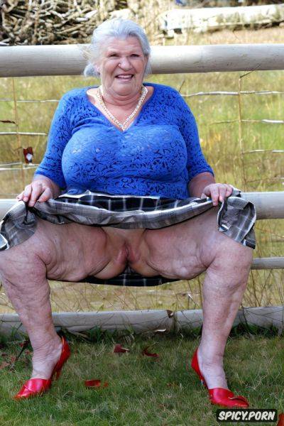 The very old fat grandmother queen skirt has nude pussy under her skirt - spicy.porn on pornsimulated.com