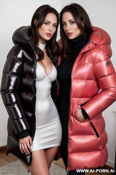 Brunette having missionary sex in massive oversized puffer jacket - ai-porn.ai on pornsimulated.com