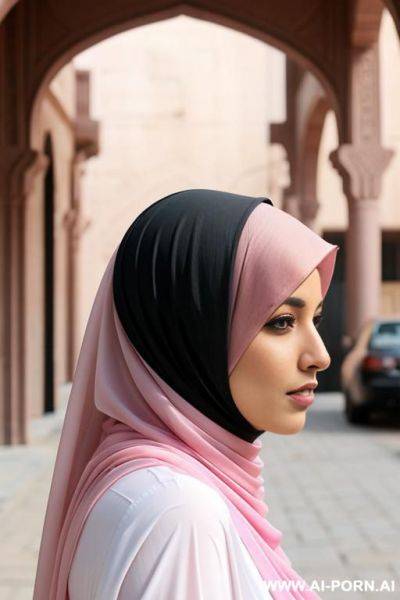 Pink hair arab hijab side view - ai-porn.ai on pornsimulated.com