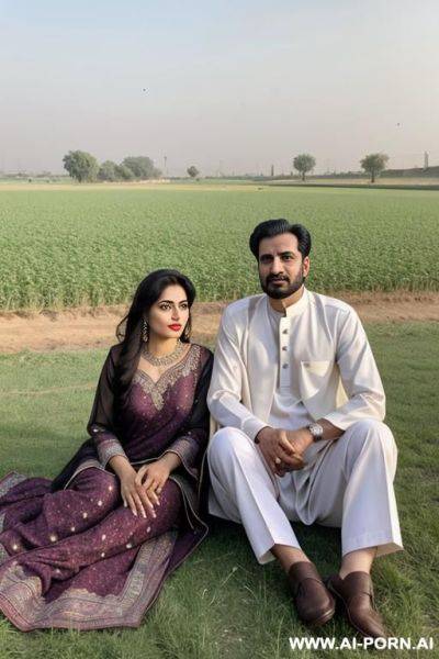 A pakistani couple sitting in pakistani field - ai-porn.ai - Pakistan on pornsimulated.com