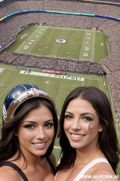 Nfl stadium, nfl player, topless, nfl helmet, painted face, crowd of people - ai-porn.ai on pornsimulated.com