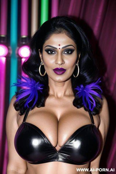 Milf, mother. indian, villain, lipstick, seductive face, cuckold, kinky hair, lustful, cheating, model - ai-porn.ai - India on pornsimulated.com