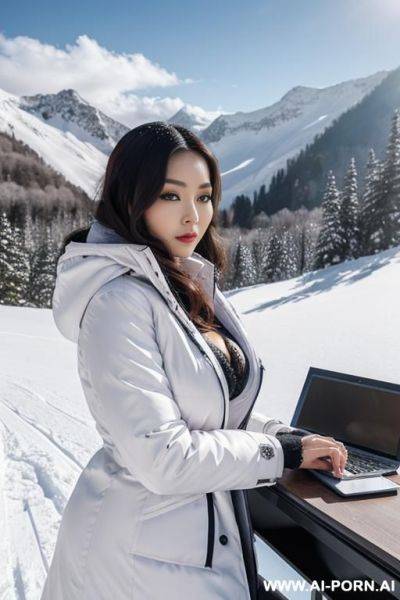 Satin, winter clothes, silk, palace, beautiful face, perfect body, big eyes, big breasts, chinese, detail, seductive, rich lady, royal, auber, anime, secretary with gigantic tits lying on desk - ai-porn.ai - China on pornsimulated.com