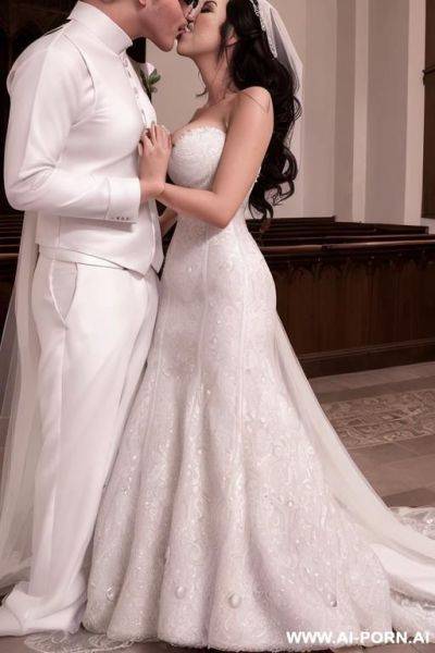 ((((d0uglas and reg1na)))) ((((hiperrealistic image)))) ((((portrait couple)))) ((((blessed wedding)))) ((((dazzling bride with handsome groom)))) ((((shine wonderful dress with gigantic cleavage)))) ((((teardrops - ai-porn.ai on pornsimulated.com