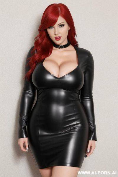 Curvy red head nerd . big ass. leather tight short dress - ai-porn.ai on pornsimulated.com