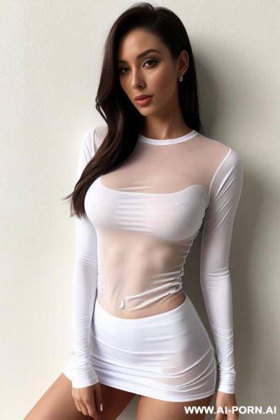 (almost see through stretchy and tight white cotton tshirt) - ai-porn.ai on pornsimulated.com