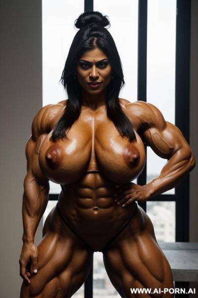 Ripped muscular indian giantess with colossal boob, blazer ,colossal tall and figure, colossal legs, colossal body, beautiful face, giant ripped boobs, hard nipples, ripped biceps, ripped triceps, - ai-porn.ai - India on pornsimulated.com