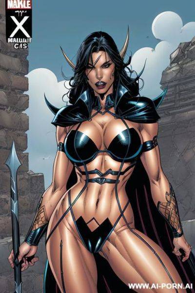 (((comics art))), ((high fantasy)), tall, muscle demon, woman, - ai-porn.ai on pornsimulated.com