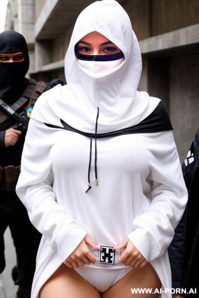 Clan leader, racist white hood covering face, (((white power))) - ai-porn.ai on pornsimulated.com