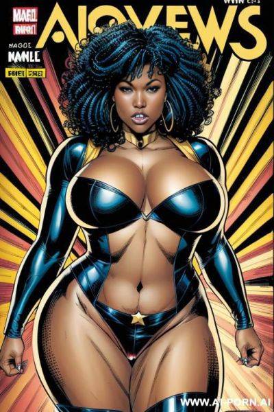 (((comics art))), black woman, bbw, super hero, boobs out - ai-porn.ai on pornsimulated.com