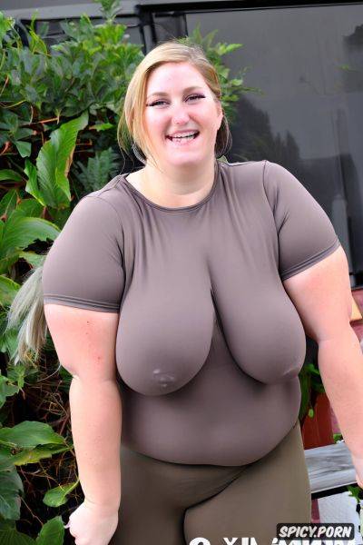 Topless, large fat belly, blonde, big tits, spandex shorts, detailed cute face - spicy.porn on pornsimulated.com