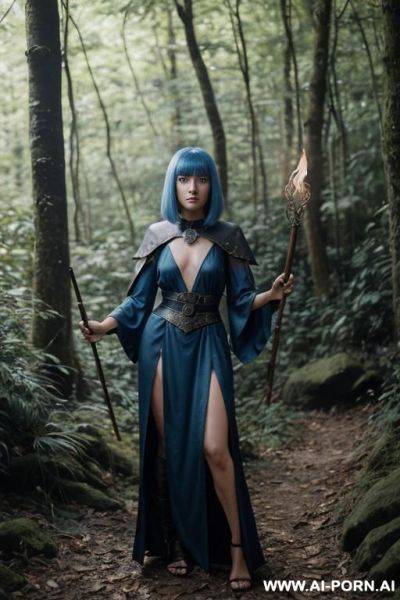 Eye contact woodland path topless magic staff - ai-porn.ai on pornsimulated.com