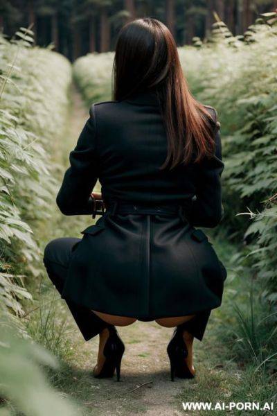 Elegant italian coat forest weeds bushes squatting - ai-porn.ai - Italy on pornsimulated.com