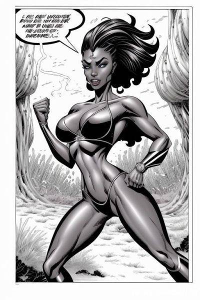 (((cartoon comics art))), ((high fantasy)), toned fit, black woman, nude, running - ai-porn.ai on pornsimulated.com