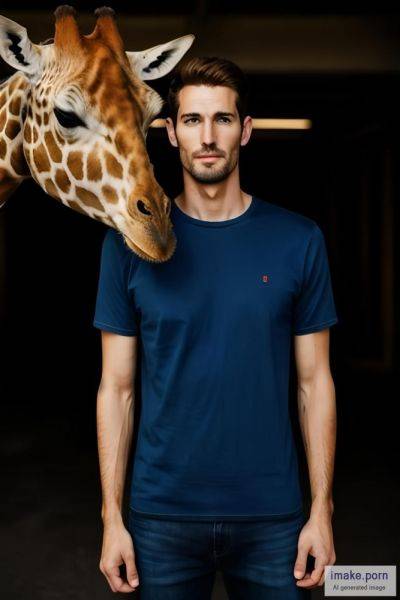 Really tall man in a red T-shirt and blue jeans in front of a... - imake.porn on pornsimulated.com