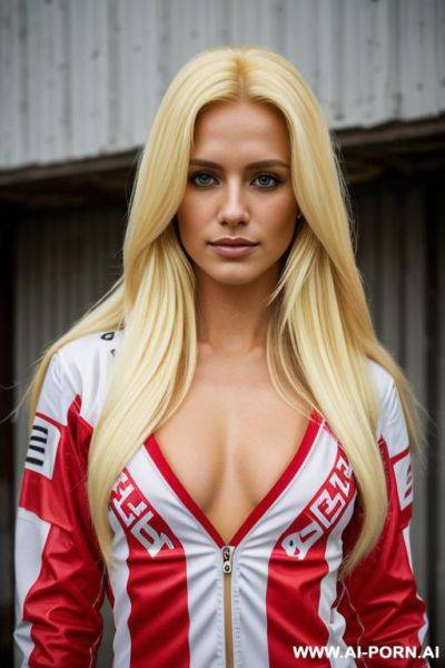 Woman long hair blonde motocross outfit denmark flag - ai-porn.ai - Denmark on pornsimulated.com